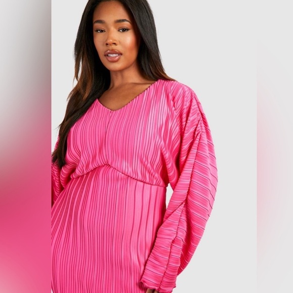 NWT Size 16 Vibrant Pink Long Sleeve Dress from BooHoo - Picture 2 of 12